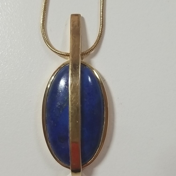 Pamela Love Brass & Lapis Stratum Pendant Necklace - Picture 5 of 6